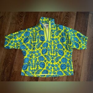 Emily McCarthy lime & cornflower blue poppy top